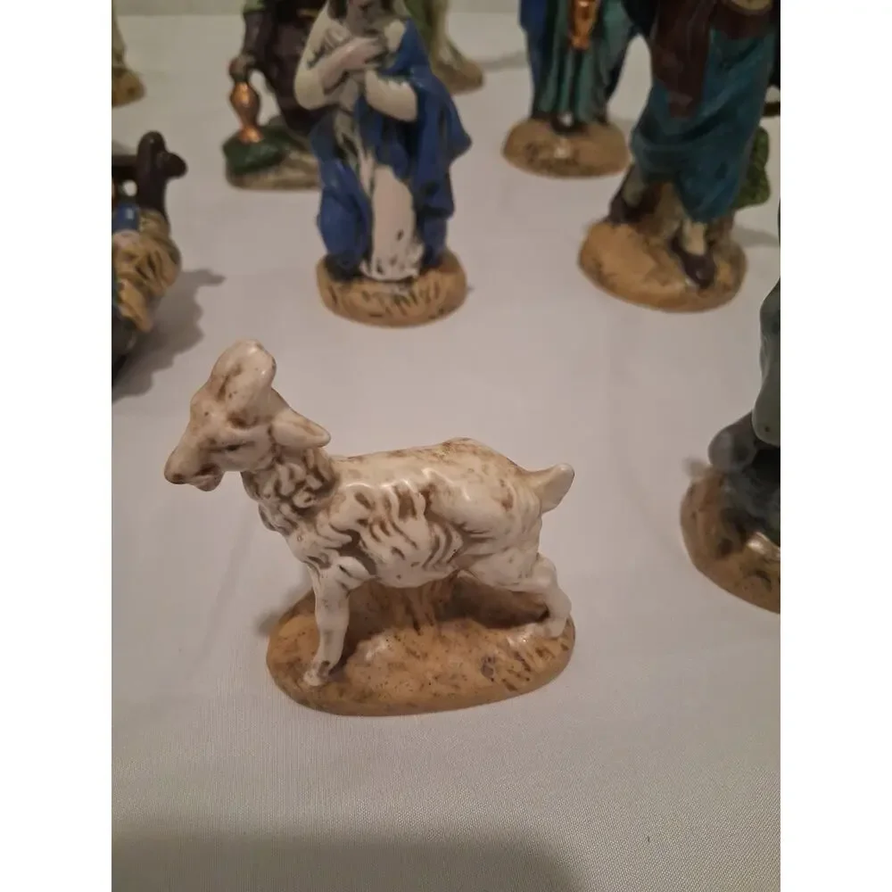 Vintage Ceramic Nativity Set 14 Pcs Hand Painted Christmas Atlantic Holland Mold
